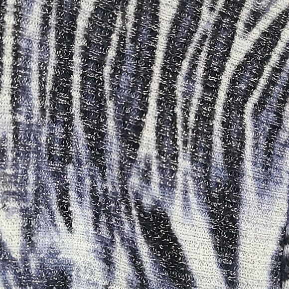 Chico's Navy Tie Dye Shimmer Linen Open Front Cardigan Lightweight Knit Sweater - Picture 6 of 9